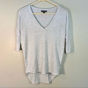 Express Woman’s Grey Mid Sleeve Soft V Neck Tunic Top - Size Extra Small